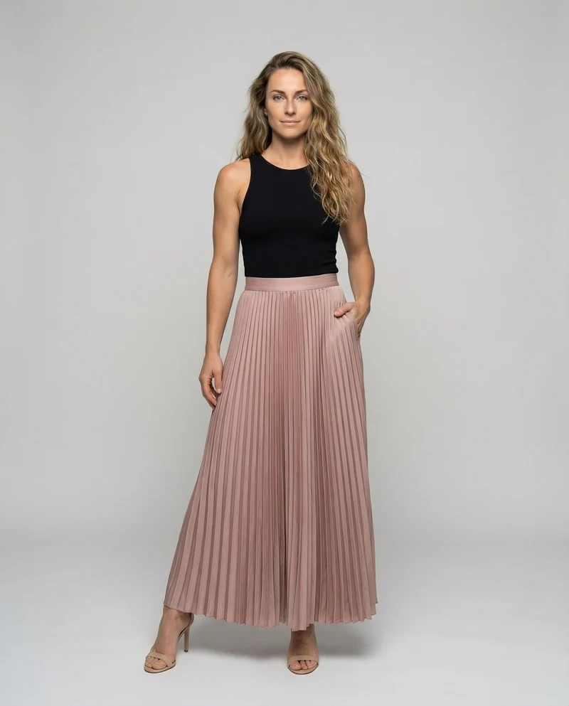 Damen Elegante Blickdichtes Futter Plissee Plissee-Maxirock - Vittorelli