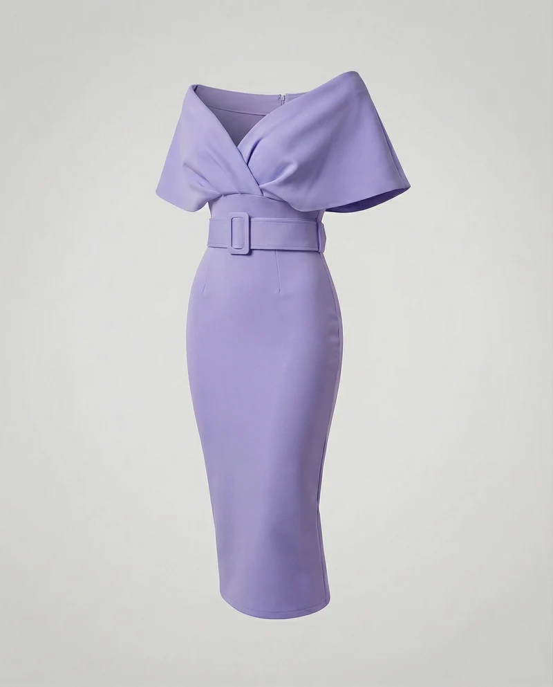 Damen Professionelle Schalkragen Midikleid