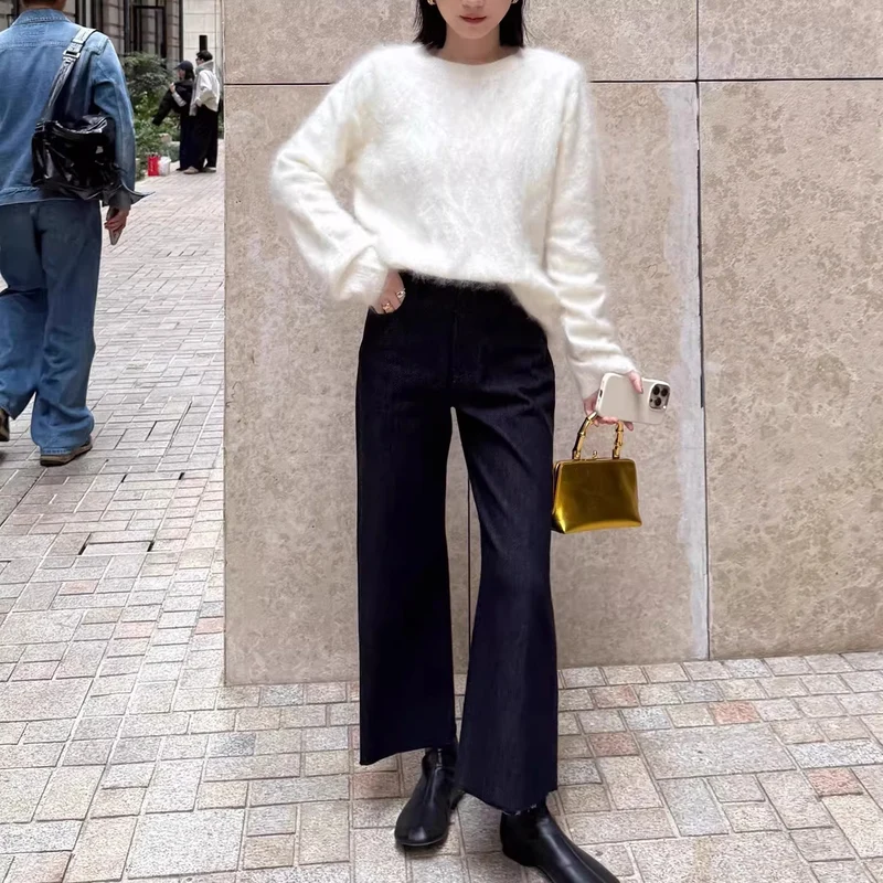 Damen Weicher Mohair-Pullover Nord Taschen