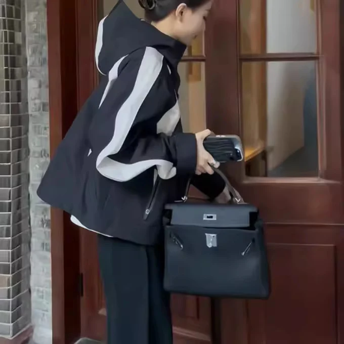 Damen Urbanes Übergangsjacke mit hohem Kragen Nord Taschen