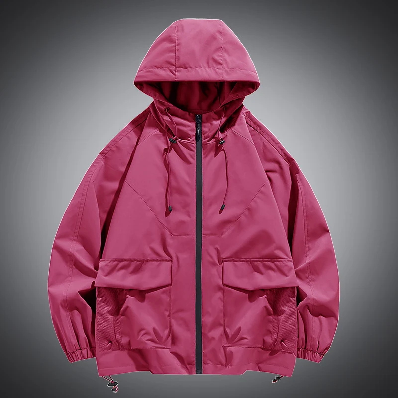 Herren Oversize Kapuzen-Windbreaker mit Multi‑Taschen, Mesh‑Einsätzen und Kordelzug Nord Taschen