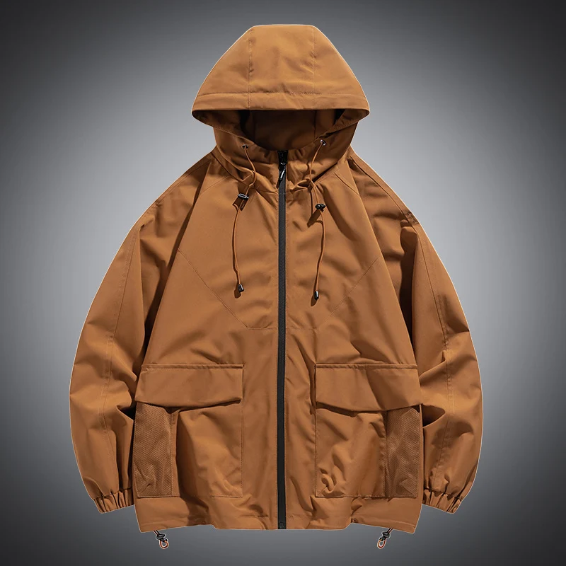 Herren Oversize Kapuzen-Windbreaker mit Multi‑Taschen, Mesh‑Einsätzen und Kordelzug Nord Taschen