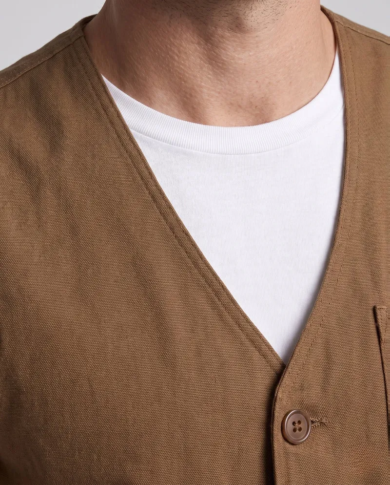 Herren Leichtgewicht Canvas Utility Weste mit mehreren Taschen, D-Ring und Mesh-Futter