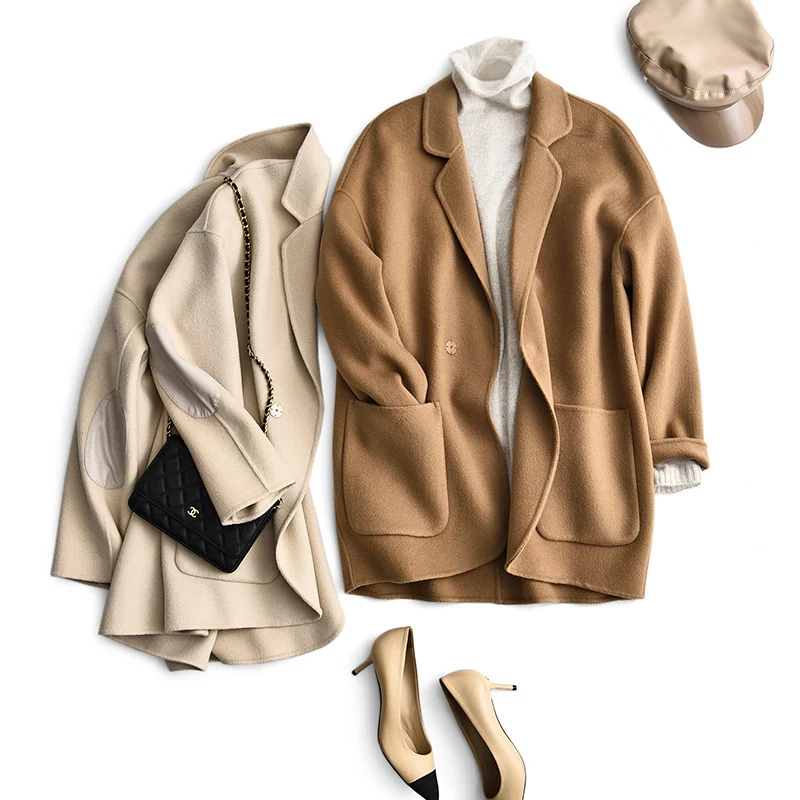 Damen Oversized Wolljacke Nord Taschen