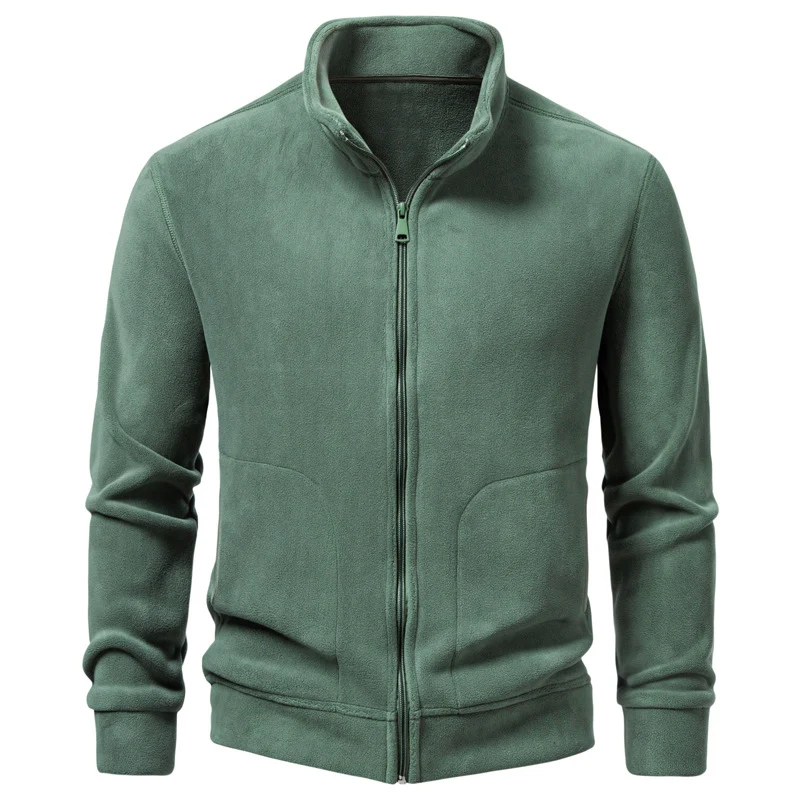 Herren Slim-Fit Fleecejacke mit Stehkragen, durchgehendem Reißverschluss und Eingrifftaschen Nord Taschen