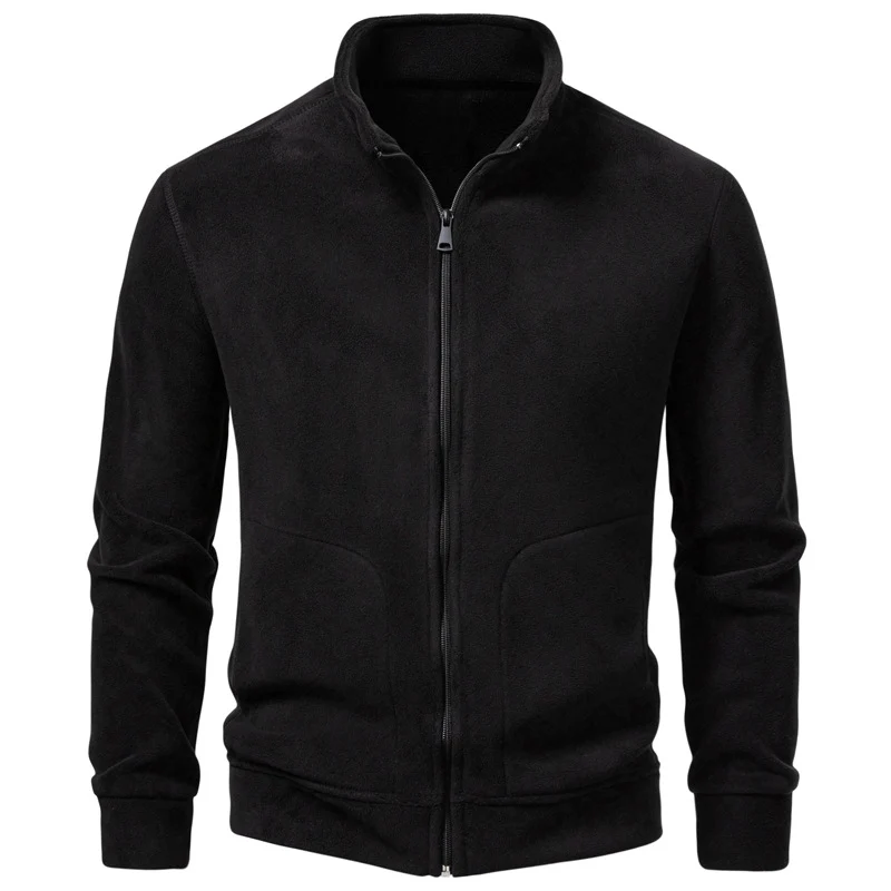 Herren Slim-Fit Fleecejacke mit Stehkragen, durchgehendem Reißverschluss und Eingrifftaschen Nord Taschen