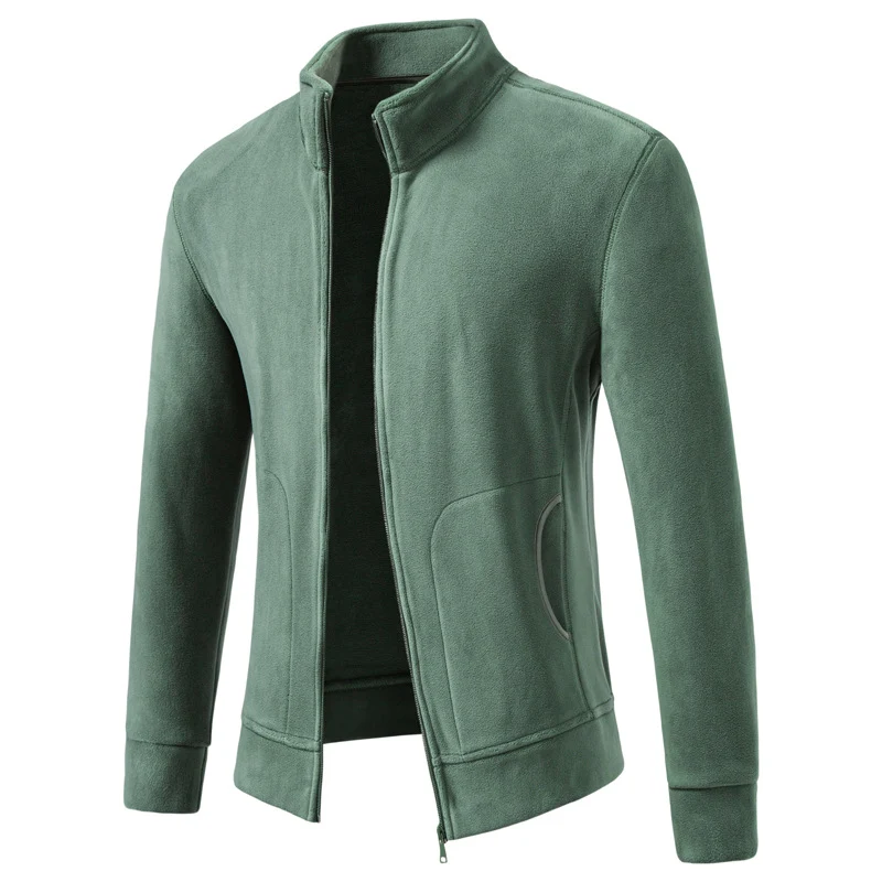 Herren Slim-Fit Fleecejacke mit Stehkragen, durchgehendem Reißverschluss und Eingrifftaschen Nord Taschen