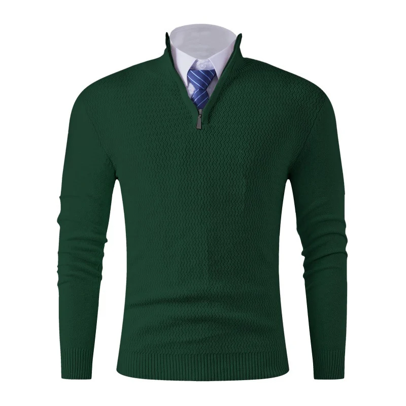 Herren Slim-Fit Feinstrickpullover mit Halbzip und strukturierter Wellenoptik Nord Taschen
