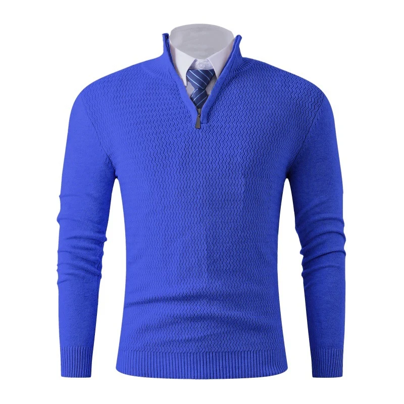 Herren Slim-Fit Feinstrickpullover mit Halbzip und strukturierter Wellenoptik Nord Taschen