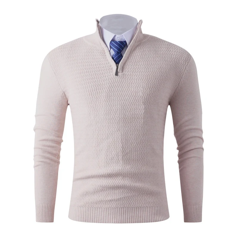 Herren Slim-Fit Feinstrickpullover mit Halbzip und strukturierter Wellenoptik Nord Taschen