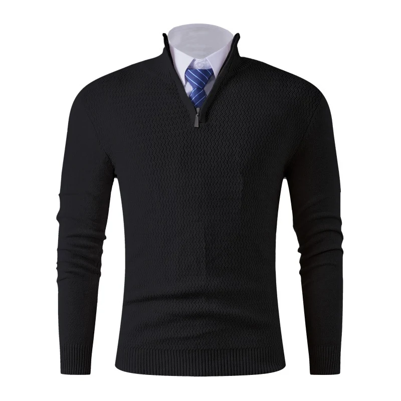 Herren Slim-Fit Feinstrickpullover mit Halbzip und strukturierter Wellenoptik Nord Taschen