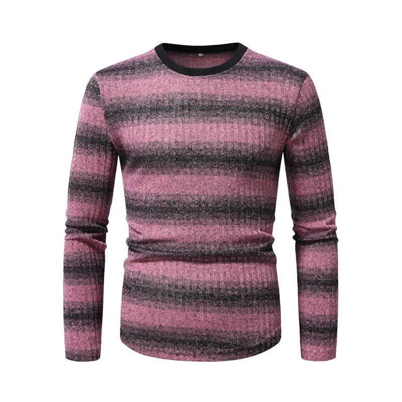 Herren Slim-Fit Feinstrick-Pullover mit horizontalem Farbverlauf und geripptem Strukturmix Nord Taschen