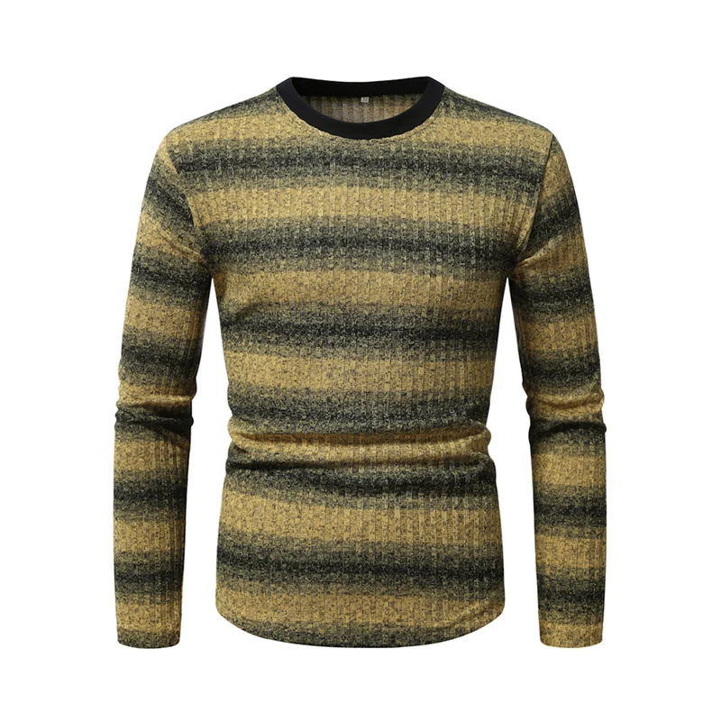 Herren Slim-Fit Feinstrick-Pullover mit horizontalem Farbverlauf und geripptem Strukturmix Nord Taschen