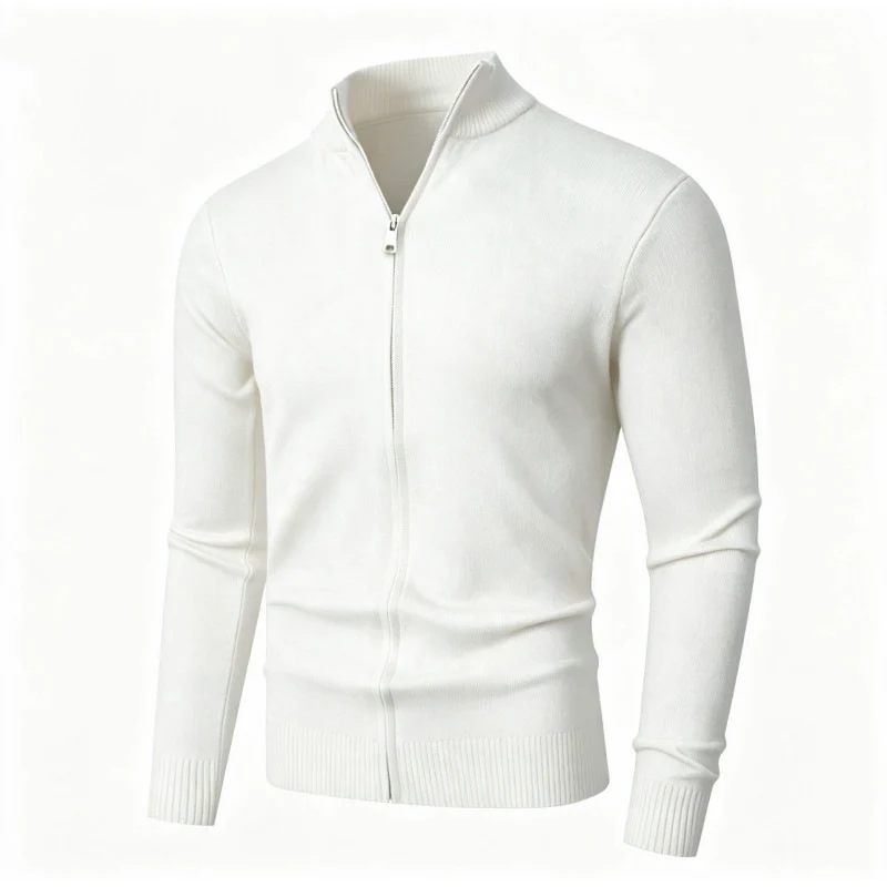 Herren Slim-Fit Feinstrick-Cardigan mit Zweifach-Reißverschluss und Stehkragen Nord Taschen
