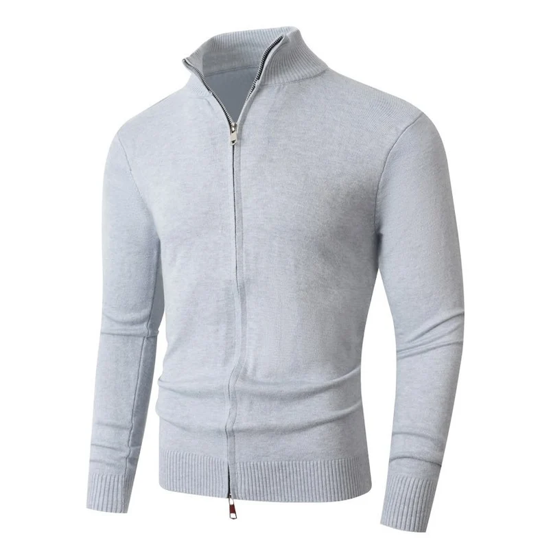 Herren Slim-Fit Feinstrick-Cardigan mit Zweifach-Reißverschluss und Stehkragen Nord Taschen
