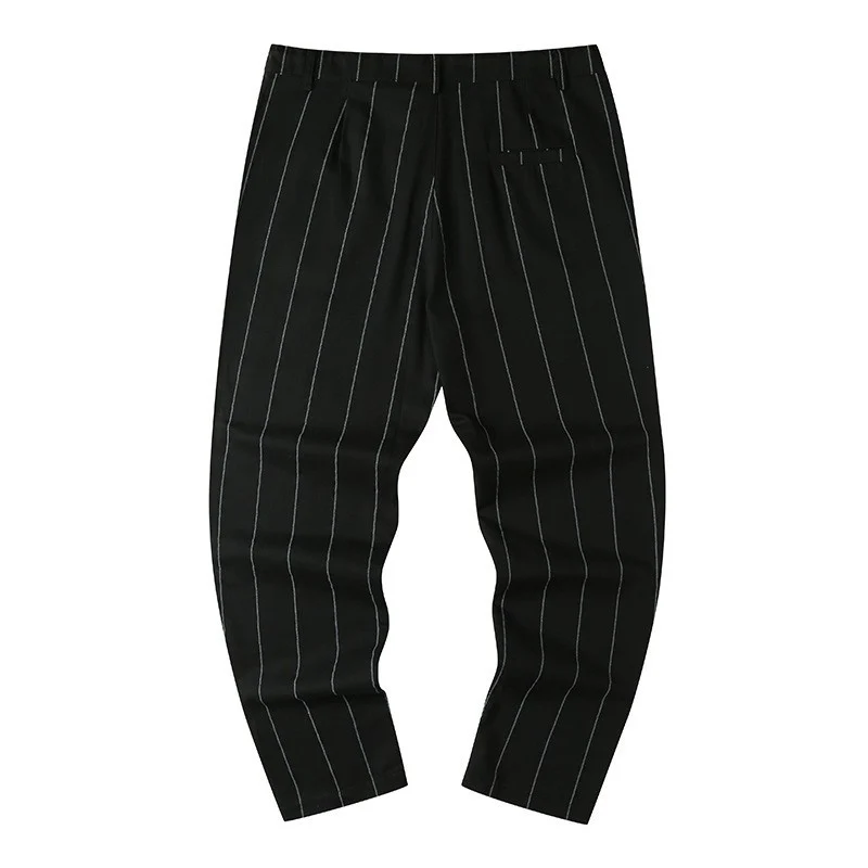 Herren Slim-Fit Cropped Chinohose mit Nadelstreifen und elastischem Bund Nord Taschen