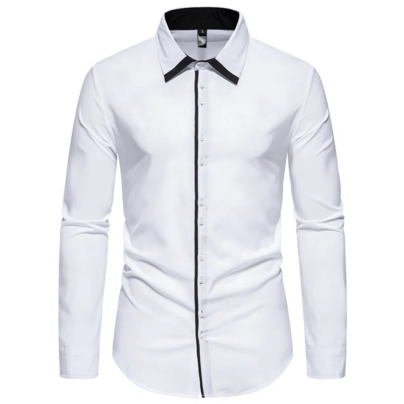 Herren Tailliertes Business‑Hemd mit Kontrastpaspel und Kentkragen Nord Taschen