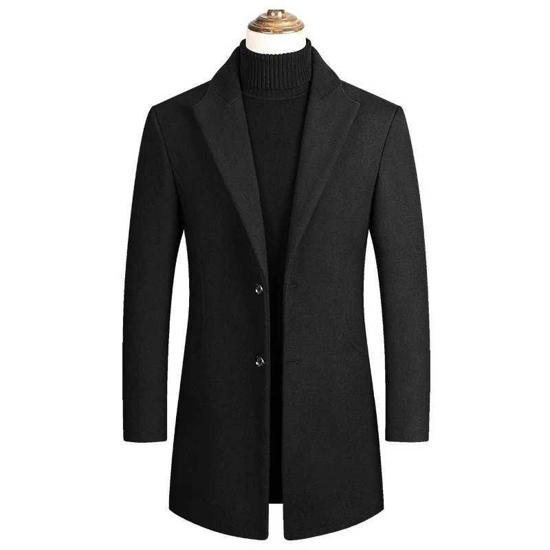Herren Taillierter Wollmix-Mantel mit Notch-Revers und Zweiknopfverschluss Nord Taschen