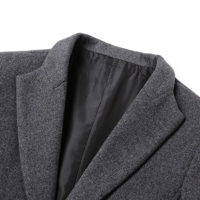 Herren Taillierter Wollmix-Mantel mit Notch-Revers und Zweiknopfverschluss Nord Taschen
