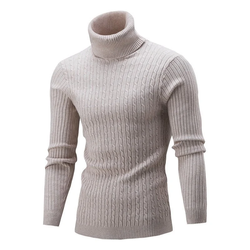 Herren Taillierter Thermo-Rollkragenpullover mit Zopf- und Rippstrickstruktur Nord Taschen