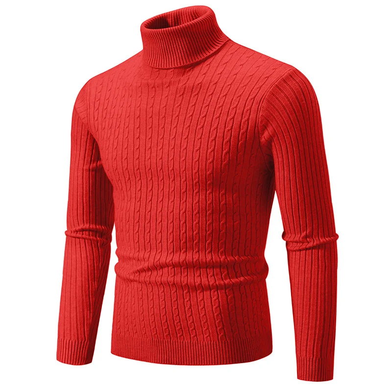 Herren Taillierter Thermo-Rollkragenpullover mit Zopf- und Rippstrickstruktur Nord Taschen
