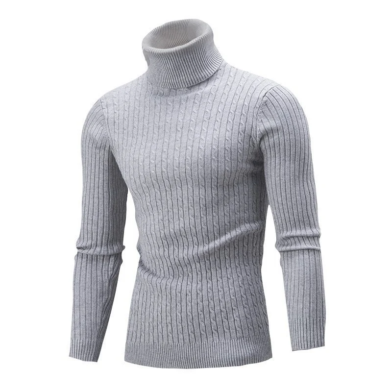Herren Taillierter Thermo-Rollkragenpullover mit Zopf- und Rippstrickstruktur Nord Taschen