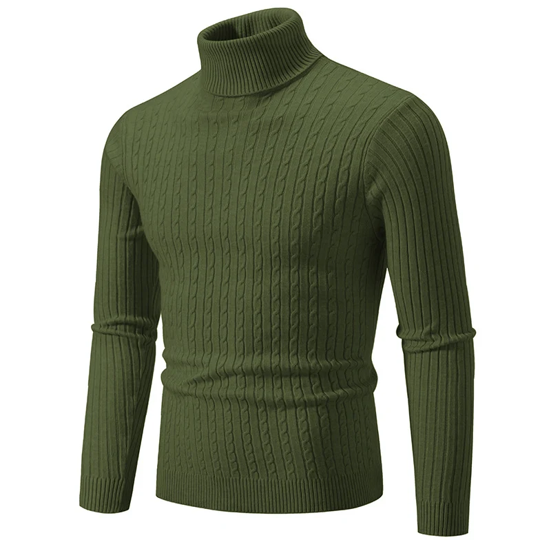 Herren Taillierter Thermo-Rollkragenpullover mit Zopf- und Rippstrickstruktur Nord Taschen