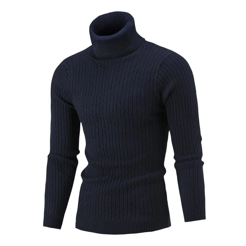 Herren Taillierter Thermo-Rollkragenpullover mit Zopf- und Rippstrickstruktur Nord Taschen