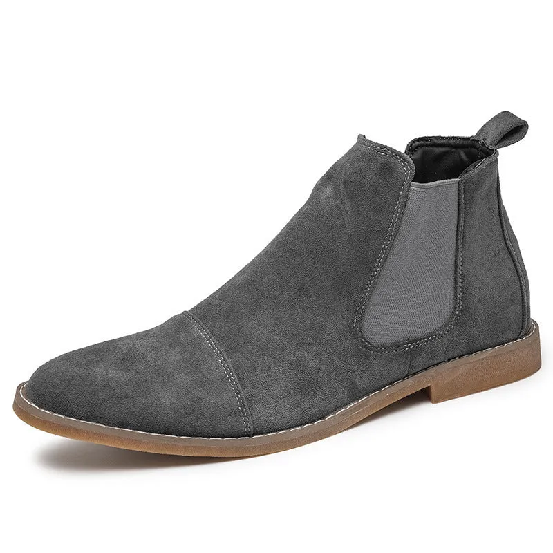 Damen Elegante Veloursleder Chelsea Boots mit elastischen Einsätzen