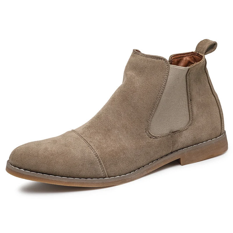 Damen Elegante Veloursleder Chelsea Boots mit elastischen Einsätzen
