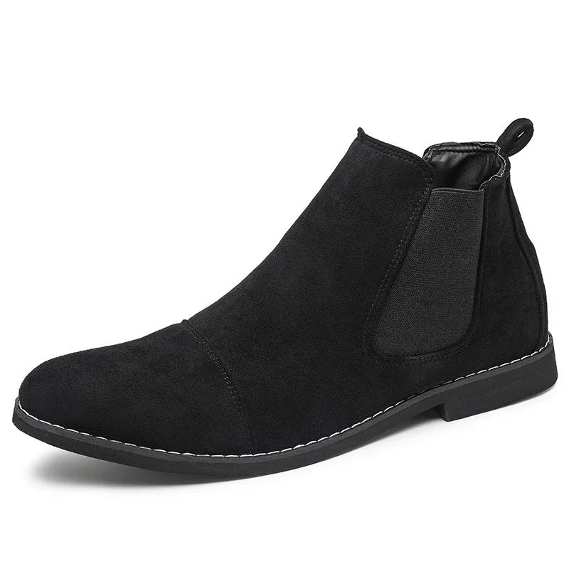 Damen Elegante Veloursleder Chelsea Boots mit elastischen Einsätzen