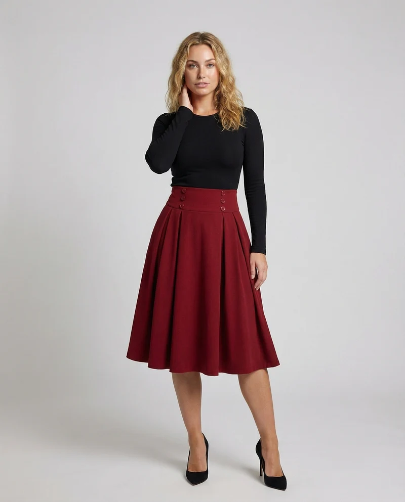 Damen Retro Doppelknopf-Leiste MischgewArvanie Swingrock