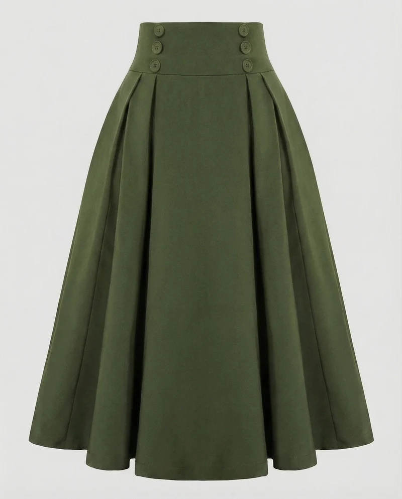 Damen Retro Doppelknopf-Leiste MischgewArvanie Swingrock