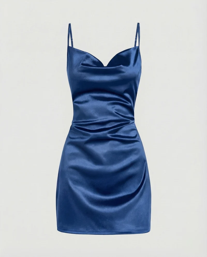 Damen Schimmernde Seitliche-Drapierung Satin-Minikleid - Vittorelli