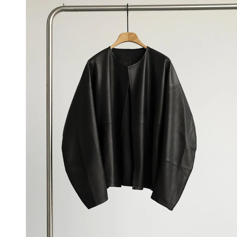 Damen Oversized Lederjacke Nord Taschen
