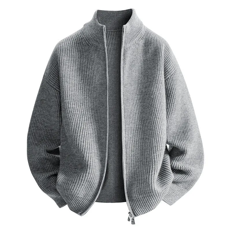 Damen modische Strickjacke mit hohem Kragen und Reißverschluss