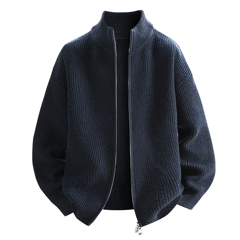 Damen modische Strickjacke mit hohem Kragen und Reißverschluss