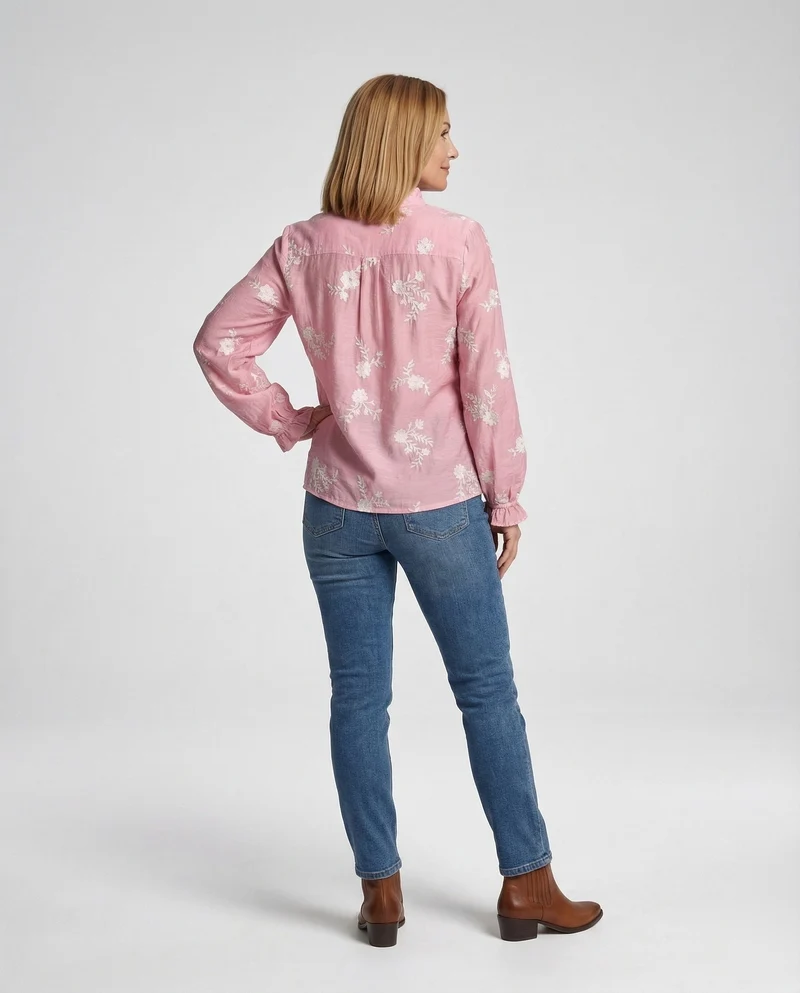 Bestickte Bluse Mit Ballonärmeln Damen