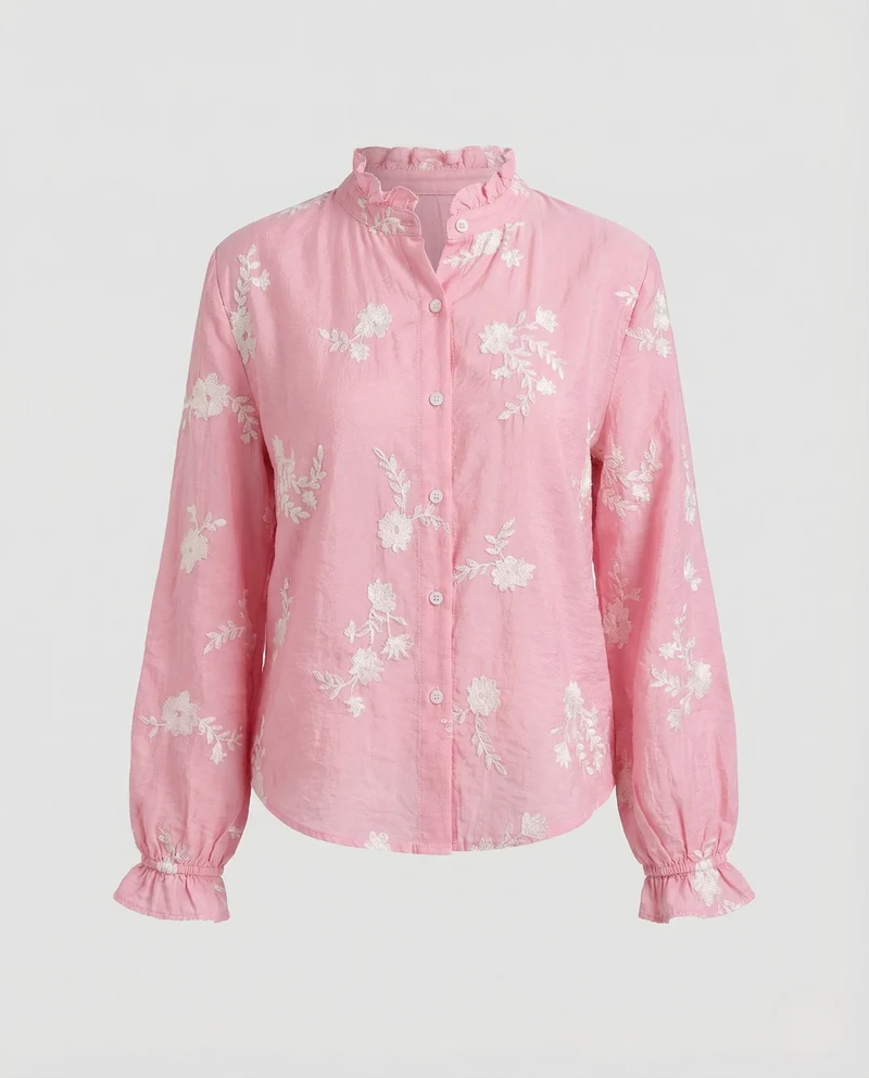 Bestickte Bluse Mit Ballonärmeln Damen