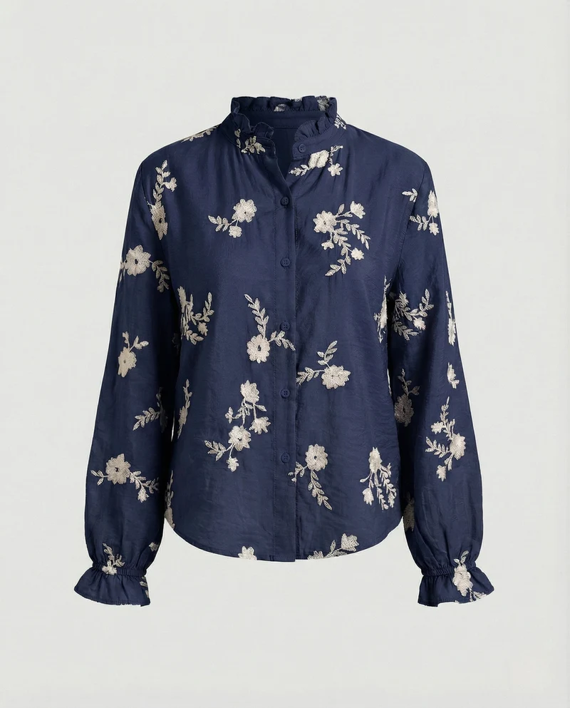 Bestickte Bluse Mit Ballonärmeln Damen