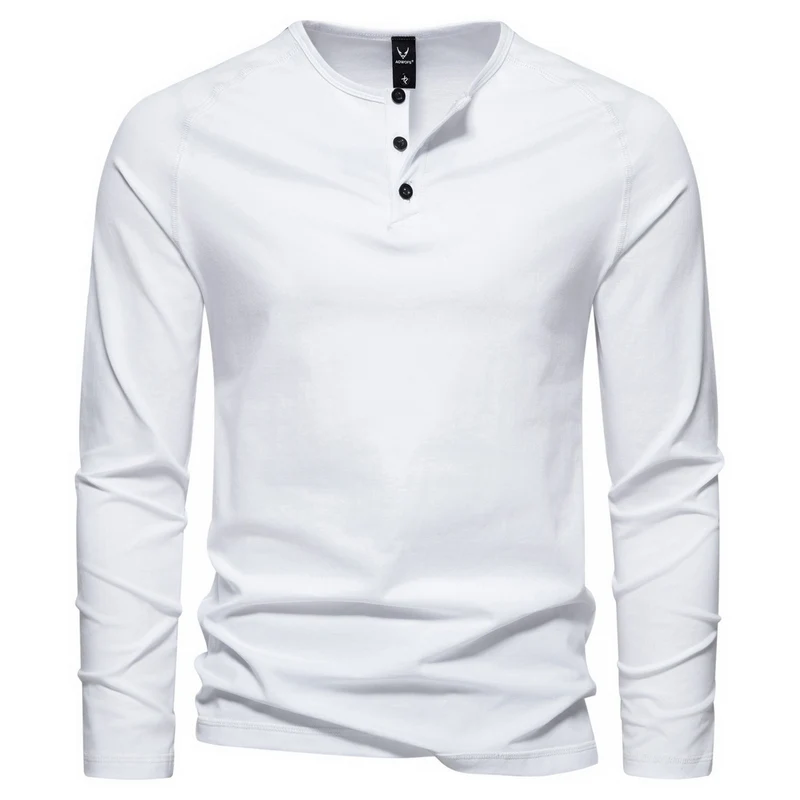 Herren Slim-Fit Baumwoll-Mix Henleyshirt mit Knopfleiste Nord Taschen