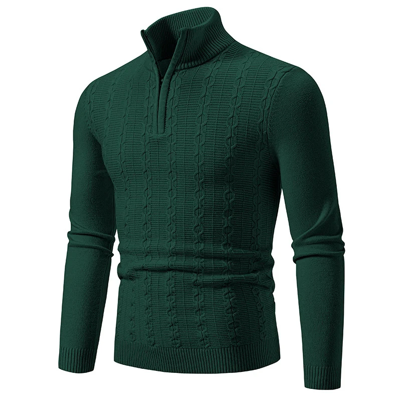 Herren Schmaler Halbzip-Zopfmuster-Pullover mit Thermo-Feinstrick und Rippsaum Nord Taschen