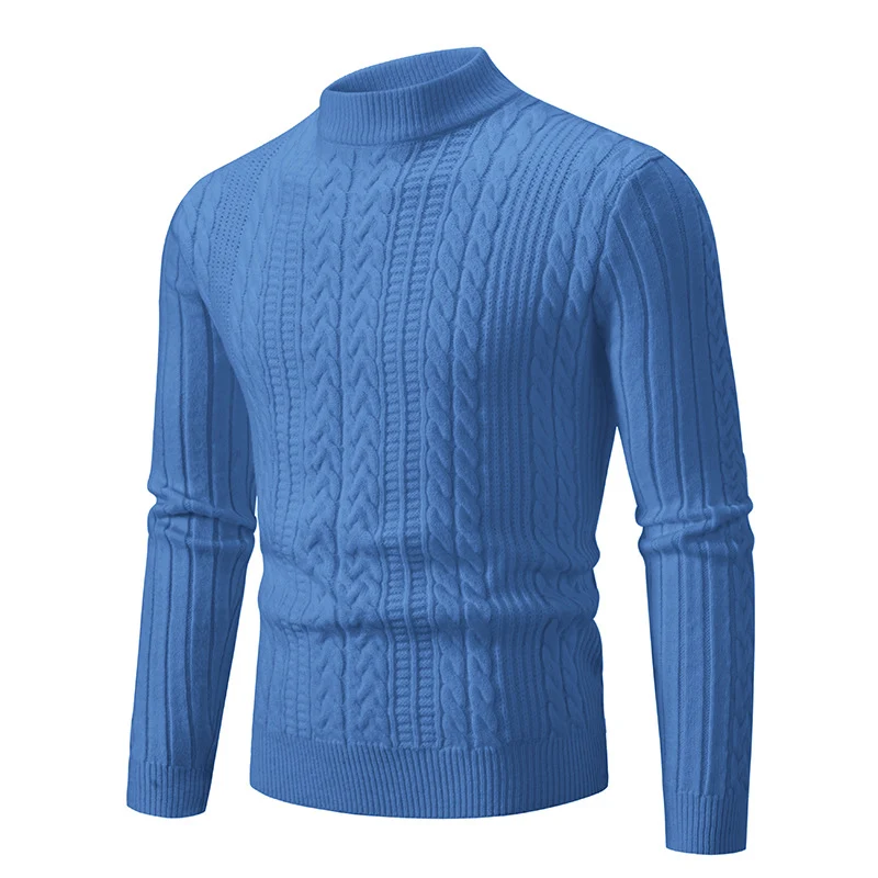 Herren Schmal geschnittener Mockneck-Zopfmusterpullover aus thermoregulierendem Feinstrick Nord Taschen