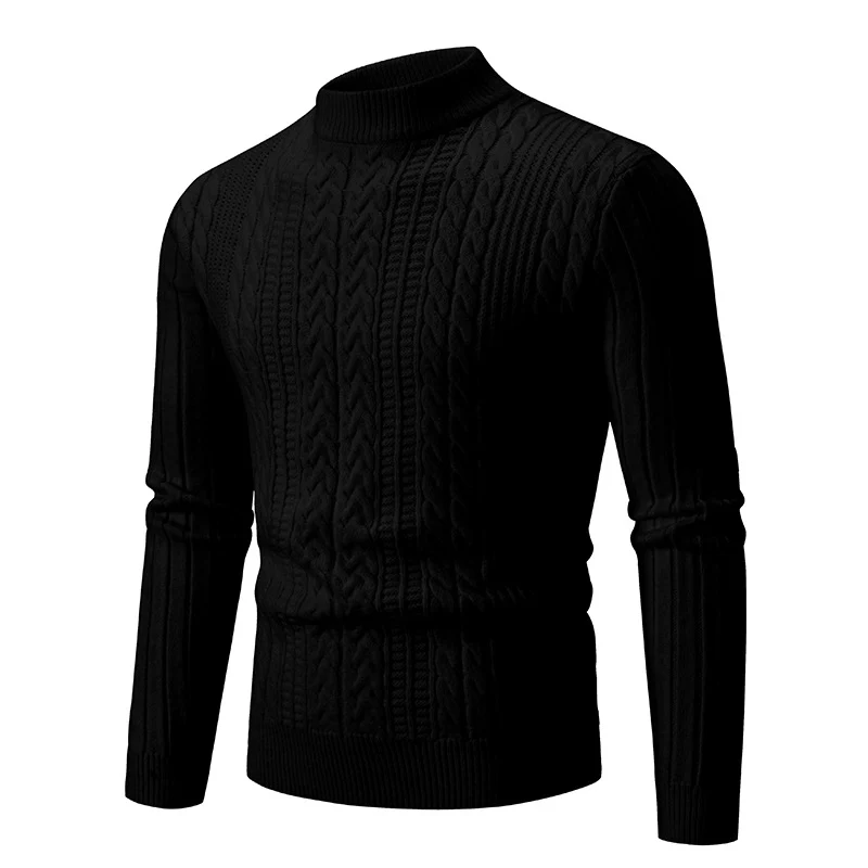 Herren Schmal geschnittener Mockneck-Zopfmusterpullover aus thermoregulierendem Feinstrick Nord Taschen