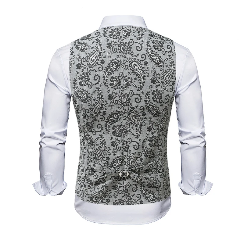 Herren Taillierte Anzugweste mit Paisley‑Jacquard und V‑Ausschnitt Nord Taschen