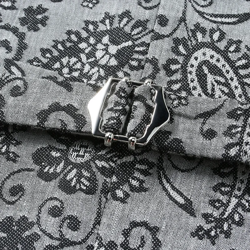 Herren Taillierte Anzugweste mit Paisley‑Jacquard und V‑Ausschnitt Nord Taschen