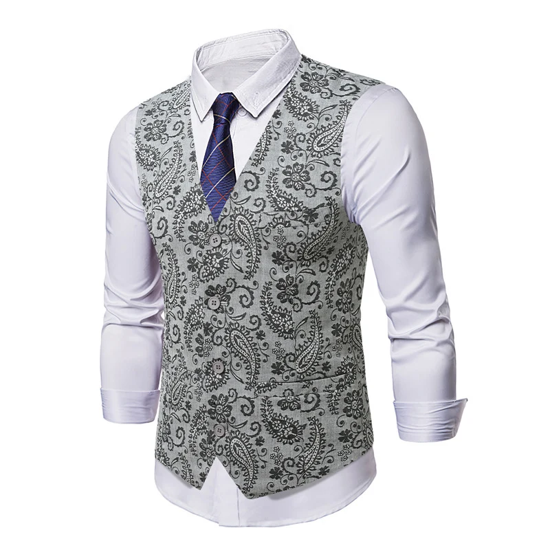 Herren Taillierte Anzugweste mit Paisley‑Jacquard und V‑Ausschnitt Nord Taschen