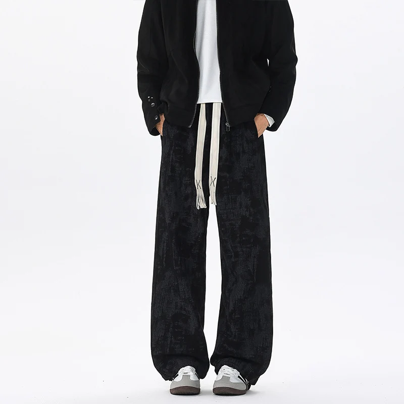 Herren Weit geschnittene Loungehose mit abstraktem Allover‑Print, elastischem Bund und Tunnelzug Nord Taschen
