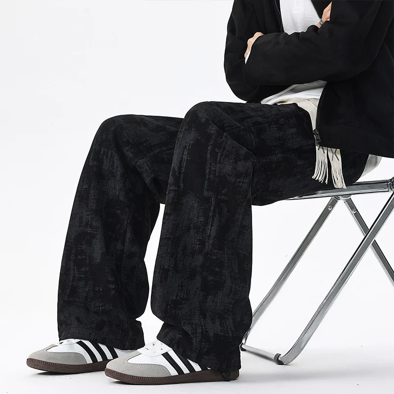 Herren Weit geschnittene Loungehose mit abstraktem Allover‑Print, elastischem Bund und Tunnelzug Nord Taschen