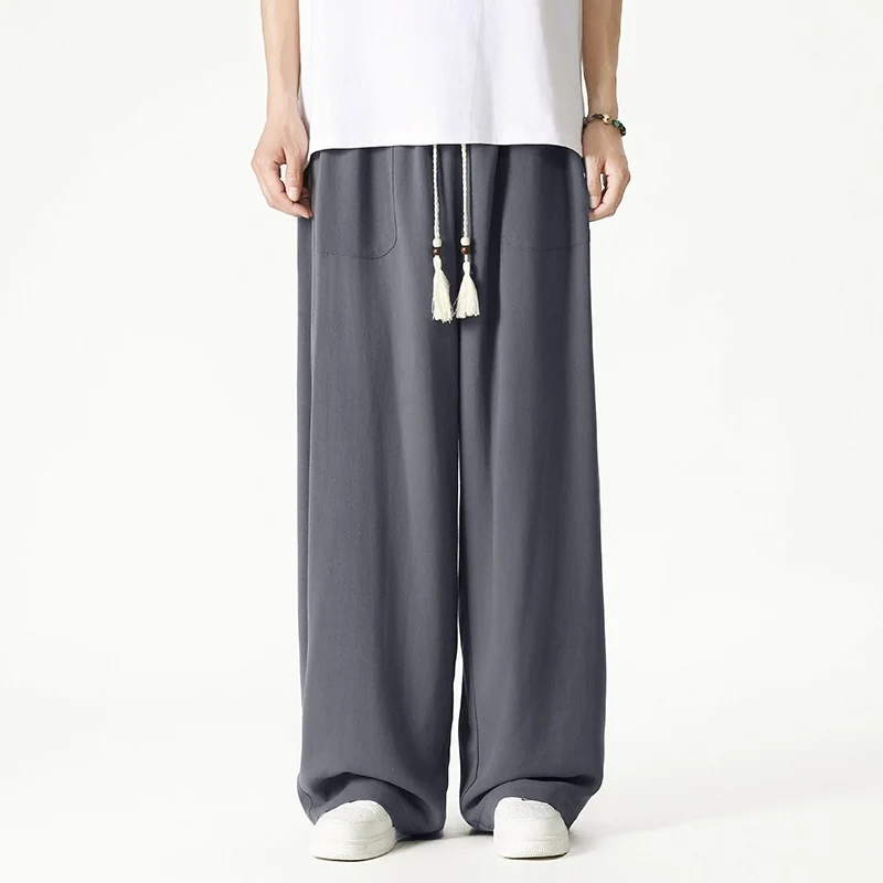 Herren Weit geschnittene Lounge-Hose mit Quasten-Kordel, elastischem Bund und aufgesetzten Taschen Nord Taschen
